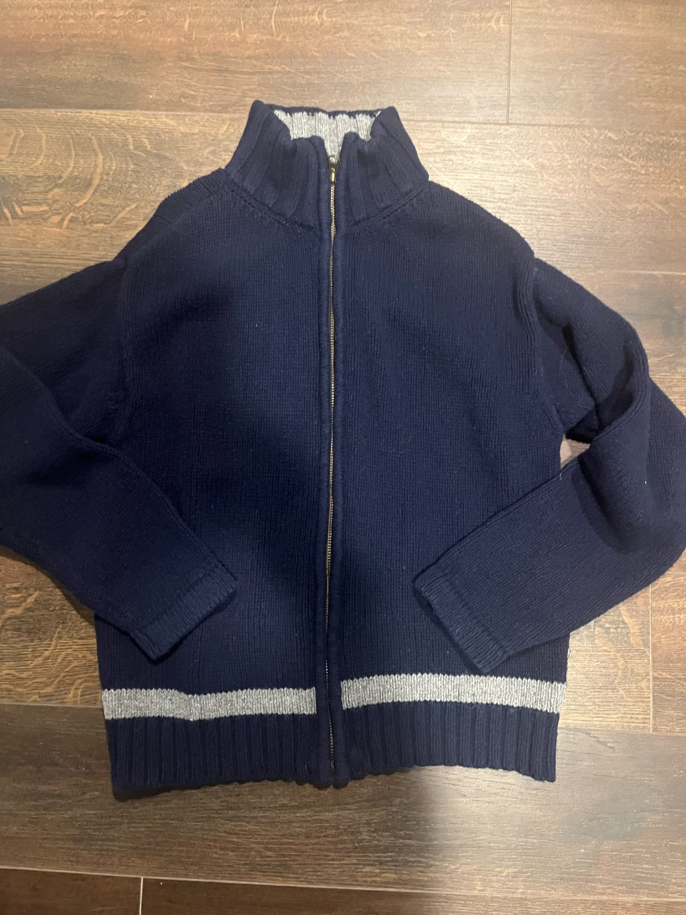 GAP Navy Knit Zip Sweater with Gold-Tone Zipper